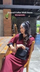 Yoenik Apparel Haneul Collar Midi Dress – Midi Dress Korean Style – Dress Busui - Dress Kerah Vintage