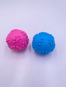 TPR Ball with Paw Print Chew Toy Interactive Play Pet Toy Bite Resistant Teeth Cleaning