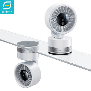 Eary 4000mAh Car Suction Cup Window Fan USB Rechargeable Vehicle Ventilator 5 Speeds Quiet Auto Air Fan for RV Truck Dashboard