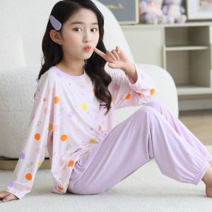 Childrens Summer Lightweight Modal Sleepwear Set Nine-Quarter Sleeve Baby Air Conditioning Clothes Home Clothes for Boys And Girls