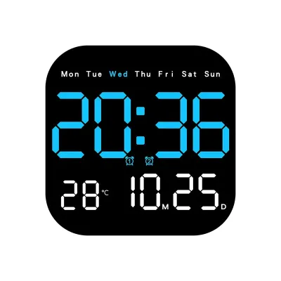 LED Digital Wall Clock Large Screen Time Temperature Date Week Display Timer Remote Control Adjustable Brightness Alarm Clock Home Decoration For For Living Room Bedroom Office