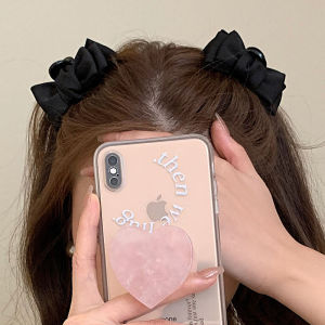 【♡Lovely girls house♡】Cute Elegant Black Small Bow Hair Clip for Women Two-layer Hair Claw Small Side Bangs Hairpin Fashion Hair Accessories