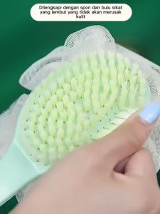 Sikat Punggung Shower Puff 2in1 Alat Pembersih Spons Tongkat Penggosok Badan