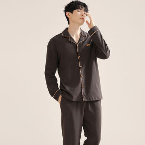 MiiOW | ชุดนอนผ้าฝ้ายแท้คู่รัก แขนยาว ผ้าฝ้ายแท้ 100% ชุดนอนผู้หญิง ชุดนอนผู้ชาย ชุดนอนฤดูใบไม้ผลิและฤดูใบไม้ร่วง ชุดนอนผ้าฝ้าย