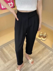 Fancy Drape Gray Suit Pants Womens Summer Thin Small Cropped Cropped Cropped Slim Looking High Ankle-Tied Harem Pants