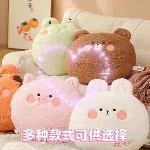 Animal Shaped Throw Pillow Rabbit Tiger Bear Office Soft Chair Cushion Plush Doll Birthday Gift Bantal Patung Peluk 抱枕手暖