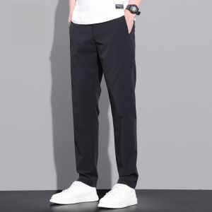 ROMON | กางเกงลำลองผู้ชาย Roemon Ice Silk Slim Fit กางเกงขายาวทรงตรงแห้งเร็ว ยืดหยุ่น ระบายอากาศได้ดี สำหรับฤดูร้อน