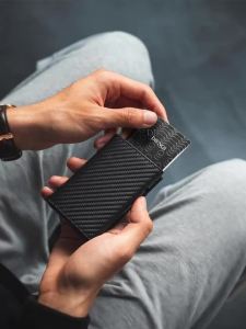Luxury Brand Rfid Men Wallets Business Bank Credit Card Holder Money Bag Male Purses Carbon Fiber Pattern Gifts Wallet For Men