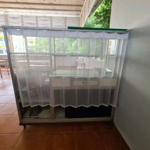 Vitrase gorden Etalase warteg putih telasparan Hordeng penutup makanan warung makan padang