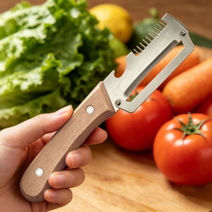 1/3/5/10pcs Stainless steel peeler with wooden handle for peeling and slicing fruits and vegetables Durable and smooth operation