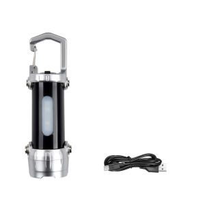 Mini Rechargeable COB Flashlight Red and Blue Light Torch Outdoor Portable Camping Hook Tent Lamp Handheld Keychain Flashlight
