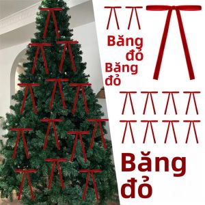 10/20 Chiếc Nơ Giáng Sinh Bằng Vải Nhung Trang Trí Quà Tặng Phong Cách Cổ Điển Vòng Hoa Nơ Dây Ruy Băng Rustic Làm Trang Trí Ngày Lễ