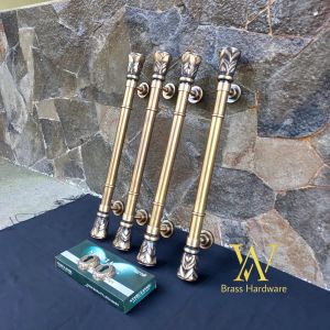 Gagang Pintu Rumah Kuningan Kunci Motif Nanas Polos Antik 60 cm 4 Pcs