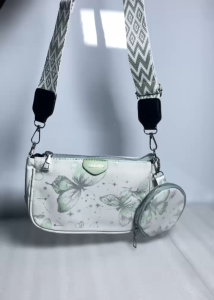 BJ82204 - BLACK/GRAY/GREEN/PINK - TAS SLEMPANG DOMPET KOIN MOTIF KUPU BUTTERFLY HANDBAG TAS WANITA FASHION IMPORT MODIS ELEGAN TERMURAH TERLARIS TERBARU TAS BATAM GT2204