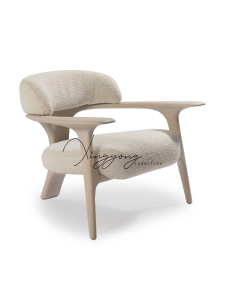 Italian Normcore Retro Wooden Lounge Chair Living Room Bedroom Armchair Designer Model Medieval Single-Seat Sofa Chair