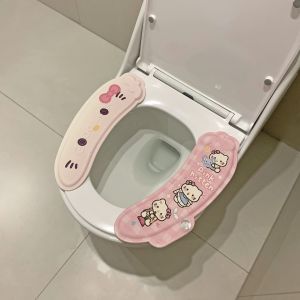 Cute Toilet Seat Cushion Home Use Waterproof Four Seasons Universal Two-Piece Adhesive Toilet Seat Cover Toilet Ring Set Washable in Summer