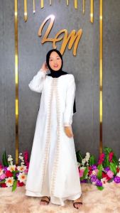 Baju Gamis Bahan Cerutty Premium Terbaru Wanita | Abaya Putih Turkey Turki Ryzen Branded Viral