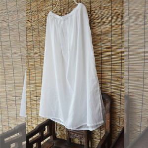 Summer Pure Cotton Mid-Length Skirt Underdress Anti-Static White Prevent Exposure Hanfu Style A-Line Skirt for Women