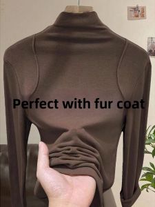 Slimming Fleece Lined Half High Collar Top