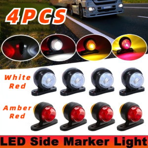 4PCS 12-24V Mini Universal Side Marker Lights Double Side Lighting Indicator Lamp Clearance Lights Warning Light for Truck