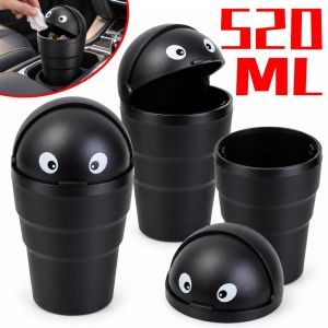 Car Garbage Bin Cartoon Flip Lid Automotive Trash Can Cup Holder Slot Storage Can Odorproof Plastic Vehicle Waste Basket Box