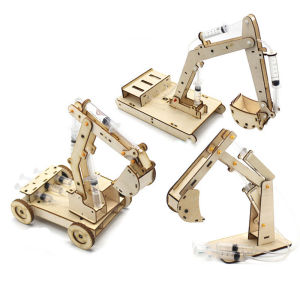 Wooden Hydraulic Excavator Model Childrens Educational Toys Wooden Handmade DIY Scientific Experiment Parent-child Interaction