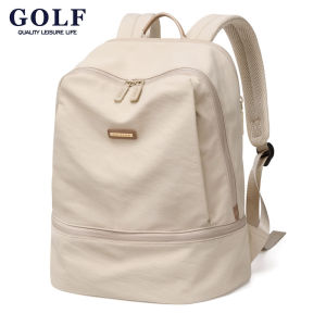 กระเป๋าสะพายเดินทางแฟชั่นคุณภาพกอล์ฟความจุขนาดใหญ่14นิ้วกระเป๋าเป้สะพายหลังกันน้ำสีทึบน้ำหนักเบากระเป๋าสะพายไหล่สำหรับกลางแจ้งธุรกิจปีนเขา2025อินเทรนด์ใหม่สีดำแอปริคอท