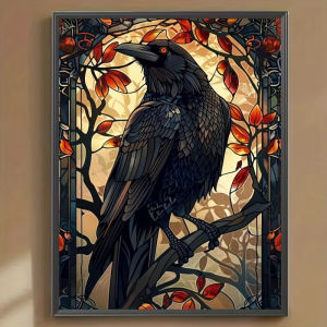 Jigsaw Puzzle Beautiful Crow Perched In Autumn Leaves Nature Scene For Adults Ideal For Relaxing Family Game And Mental Exercise
