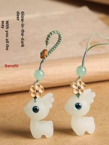 Creative Night Light Deer Keychain Phone Strap Car Ornament