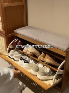 LACCOHUG Bamboo Shoe Bench 50/70CM Wood Almari Kasut Bertutup Household Rak Kasut Murah Shoes Rack With Seat Shoe Organizer 鞋架 换鞋凳
