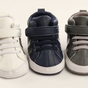 Sepatu Bayi Baru Lahir Sepatu Kulit Klasik untuk Anak Laki-laki dan Perempuan Sepatu Bayi Bergaris Sepatu Bayi Lembut Anti-selip Sepatu Jalan Pertama