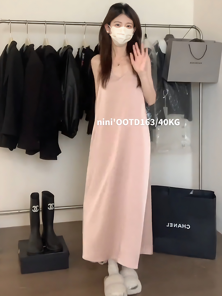 Soft Cozy Sweater Jacket Pink Dress Two Piece Set Womens Loose Style Fashionable Autumn New Korean Version Dress Set