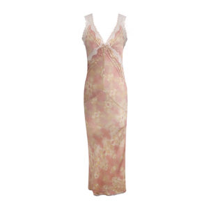 Elegant Long Lace Floral Print Dress Summer Korean Style Strapless Gown Curvy Silhouette Charming Backless Design Commute Suitable