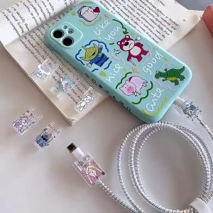 Cable Bite Cartoon No Face Man Cable Winder Data Line Silicone Protector Case