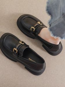 Giày Lười Đế Dày Cho Nữ Mùa Xuân Thu Phong Cách Mới JK Giày Đơn Phong Cách Anh Giày Da Bò Làm Việc Giày Lười Đế Bằng