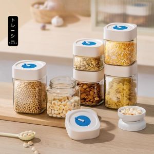 Hộp đựng thực phẩm thủy tinh xếp chồng FEEKA chống ẩm cao cấp hũ thủy tinh đựng thực phẩm nhiều dung tích