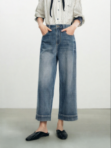 PEACEBIRD | High Waisted Womens Baguette Straight Leg Jeans