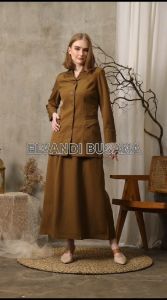 Blazer Wanita Baju Kerja Kantor Seragam PDH PNS Pemda Dinas Guru ASN Wanita Setelan Rok A Kode 7010 Warna Pemda Aceh Khaki Tua Gelap Coklat Tua Gelap