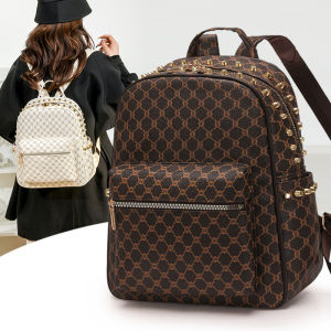 TANFAN | Vintage Printed Canvas Large Capacity Soft Leather Backpack Women
