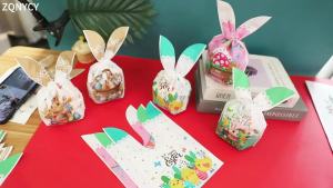 25/50pcs Easter Rabbit Ear Candy Cookies Bag Cute Bunny Eggs Gift Packaging Bag Kids Easter Birthday Party Favors Decor Supplies