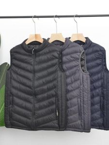 Mens Fashionable Lightweight down Cotton Vest Loose Fit Autumn Winter Outerwear Warm Thickened Cotton Jacket Zipper Pocket