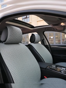 SEAMETAL Car Seat Cover Seat Cushion Front Back Car Seat Protector Car Front Back Seat Covers Soft Comfortable Flax Non-Slip Breathable Washable 3 IN 1 Universal