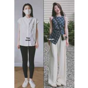 BINKAFENNY | Youthful and Stylish Summer Outfit Set with Checkered Vest and Wide Leg Pants