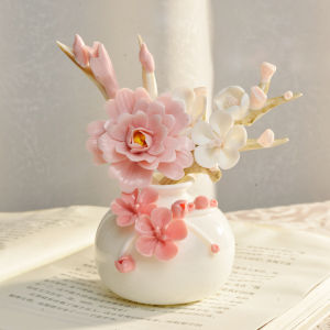 Bình Hoa Gốm Sứ Thủ Công Hoa Mận Tinh Tế Trang Trí Phòng Khách Bàn Trà Hương Thơm Trang Trí Phòng Ăn Gốm Sứ Hình Quả Bóng Nhỏ