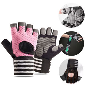 Half Finger Anti-Slip Shock Absorbing Breathable Gloves for Cycling Gym Fitness Bodybuilding Crossfit Workout Sports