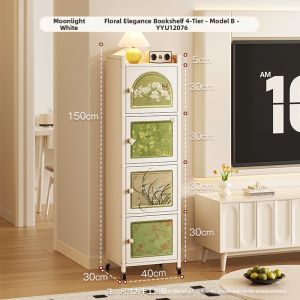 MR ART | Vintage Style Dust-Proof Movable Bookcase