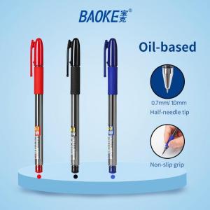 BAOKE 0.7mm/1.0mm Oil-based Ballpoint Pen Half-needle Tip Black Blue Red Smooth Writing Receipt Pen Comfortable Grip