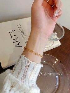 GL 18K GOLD FashionableTitanium steel three layers bead temperament bracelet B3084
