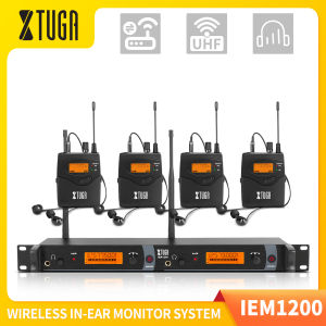 XTUGA IEM1200 UHF Wireless In Ear Monitor System SR2050 Type 2 Channel Transmitter With 4 Bodypack Receiver Professional Used for DJ Concert Stage Performance Music Monitoring
