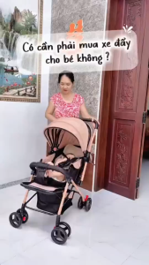 XE ĐẨY GẤP GỌN CHO BÉ BEIGE XE ĐẨY CHO BÉ THÍCH HỢP CHO BÉ SƠ SINH CÓ KHAY ĐỰNG KÈM THEO